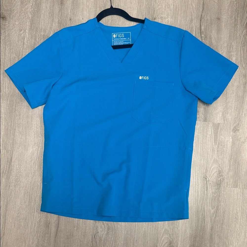 Figs Men's Vibrant Blue V-Neck Shirt